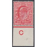 STAMPS GREAT BRITAIN 1902 1d Scarlet lightly mounted mint control C single with variety "dot left