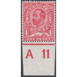 STAMPS GREAT BRITAIN 1911 1d Carmine lightly mounted mint control single A 11.