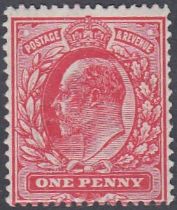 STAMPS GREAT BRITAIN 1911 1d Deep Carmine, UNLISTED shade,