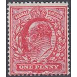 STAMPS GREAT BRITAIN 1911 1d Deep Carmine, UNLISTED shade,