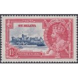 STAMPS ST HELENA 1935 Silver Jubilee, 1 1/2d lightly M/M, 'Diagonal line by Turret' variety,