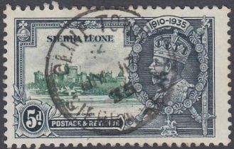 STAMPS SIERRA LEONE 1935 Jubilee, 5d used with 'Extra flagstaff' variety, SG 183a.