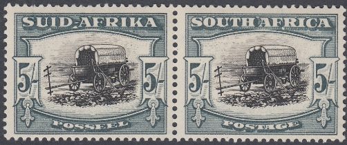 STAMPS SOUTH AFRICA 1947 5/- black & pale blue-green, Roto printing type I, fine U/M, SG 122.