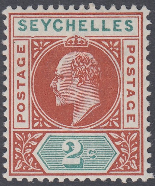 STAMPS SEYCHELLES 1903 2c Chestnut and Green,