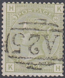 STAMPS MALTA, 1877 QV 4d sage-green, plate 16, fine used with acrisp strike of 'A25' cancel,