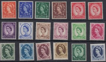 STAMPS GREAT BRITAIN 1952 Wildings Tudor watermark, unmounted mint set of 17 with extra 2 1/2d.