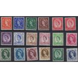 STAMPS GREAT BRITAIN 1952 Wildings Tudor watermark, unmounted mint set of 17 with extra 2 1/2d.