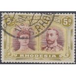STAMPS RHODESIA 1910 5d purple brown & olive-yellow, perf 14, fine used, SG 141a.
