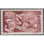 STAMPS SAAR 1950 Admission to the Council of Europe 200f Brown-Lake Air stamp,