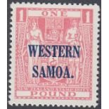 STAMPS SAMOA 1935 Postal Fiscal, £1 pink, fine U/M, SG 192.