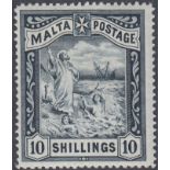 STAMPS MALTA 1899 10/- blue-black, wmk Crown CC, lightly M/M, SG 35.