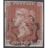 STAMPS GREAT BRITAIN 1841 1d Red plate 33 (CF) cancelled by Norwich MX, fine used,