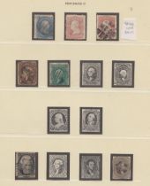 STAMPS USA Lindner hinge-less printed album with issues from 1847 to 1936, mostly used issues,