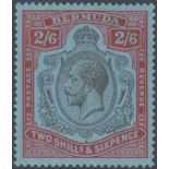 STAMPS BERMUDA 1924 GV 2/6d black & carmine/pale blue,