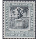 STAMPS BARBADOS 1906 Nelson, 1/4d black & grey U/M, with inverted wmk, SG 145w.