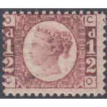 STAMPS GREAT BRITAIN 1870 1/2d red plate 13,