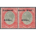 STAMPS SOUTH WEST AFRICA 1926 £1 Pale Olive-Green and Red, lightly mounted mint pair,