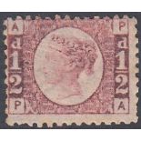 STAMPS GREAT BRITAIN 1870 1/2d Red Plate 20,