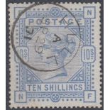 STAMPS GREAT BRITAIN 1883 10/- pale ultramarine (NF) fine used with Hull CDS,