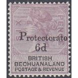 STAMOS BECHUANALAND 1888 QV 6d on 6d lilac & black surcharge opt, fresh & lightly M/M, SG 45.