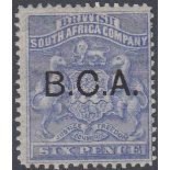 STAMPS NYASALAND 1891 'B.C.A.' overprint on 6d ultramarine, fine M/M, SG 4.