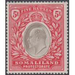 STAMPS SOMALILAND 1904 Edward VII 5r grey-black & red, wmk 'CC', lightly M/M, SG 44.