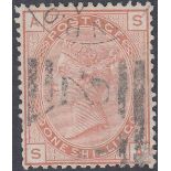STAMPS GREAT BRITAIN 1880 1/- Orange Brown plate 13 (SA), very fine used example,