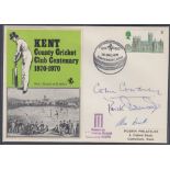 AUTOGRAPHS Colin Cowdrey, Derek Underwood and Alan Knott signed Canterbury Cricket cover.