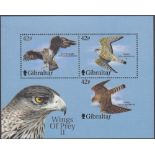 STAMPS GIBRALTAR 2000 Birds of Prey, miniature sheet with all three 42p values,
