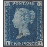 STAMPS GREAT BRITAIN 1840 2d deep full blue, plate 2,