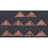 STAMPS CAPE OF GOOD HOPE 1855 1d red, ten used examples varied condition, range of shades,