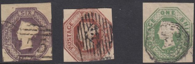 STAMPS GREAT BRITAIN 1847 6d embossed, close margins, small nick to left side,