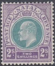 STAMPS NATAL, 1902 EDVII 2/- green & bright violet, wmk Crown CA, M/M, SG 137.
