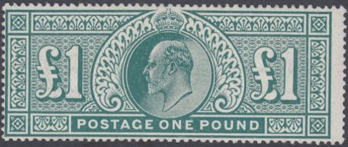 STAMPS GREAT BRITAIN 1911 £1 Deep Green, unmounted mint, slightly off centre,