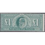 STAMPS GREAT BRITAIN 1911 £1 Deep Green, unmounted mint, slightly off centre,