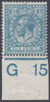 STAMPS GREAT BRITAIN 1912 10d Bright Blue G15 Control Single,