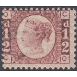 STAMPS GREAT BRITAIN 1870 1/2d red plate