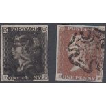 STAMPS GREAT BRITAIN PENNY BLACK Plate 1