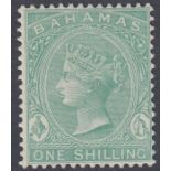 STAMPS BAHAMAS 1863-80 1/- Green SG 39b lightly mo