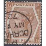 STAMPS GREAT BRITAIN 1872 6d Deep Chestnut Plate 1