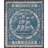 STAMPS BRITISH GUIANA 1863-76 6c Deep Blue. A moun