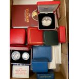 COINS : Mixed box of UK coin sets and proof silver