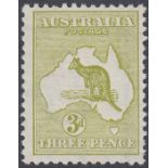STAMPS AUSTRALIA 1913 3d Olive Die I. A lightly mo