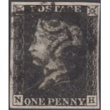 STAMPS PENNY BLACK Plate 8 lettered (NH), fine fou