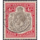 STAMPS BERMUDA 1920 4/- Black & Carmine. A fine us