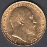 COINS : 1908 Edward VII Gold Half Sovereign fine c
