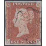 STAMPS GREAT BRITAIN 1841 1d Red Plate 27 (SF) VER
