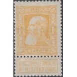 STAMPS BELGIUM 1905 1f mounted mint with tab margi