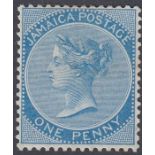 STAMPS JAMAICA 1873 1d Blue. A mounted mint exampl