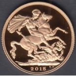 COINS : 2015 Proof Gold Sovereign in display box w